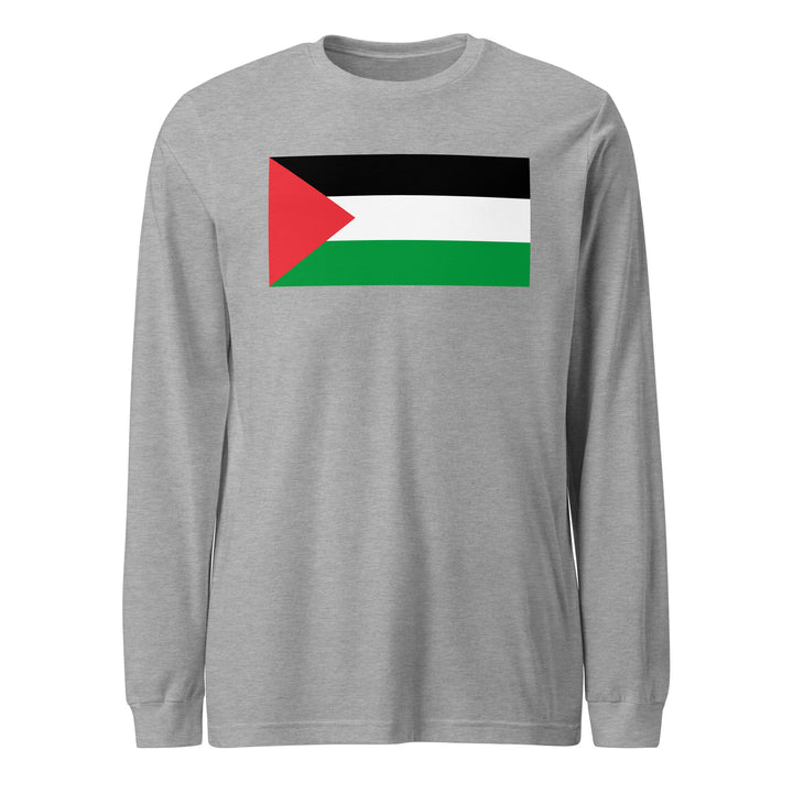 Men Long Sleeve Tee - Palestine Flag, Heather