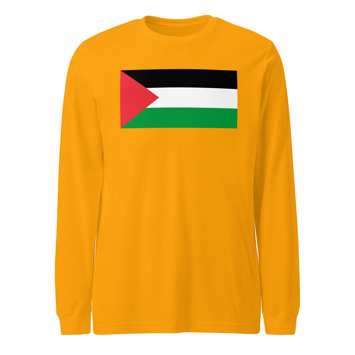 Men Long Sleeve Tee - Palestine Flag, Gold