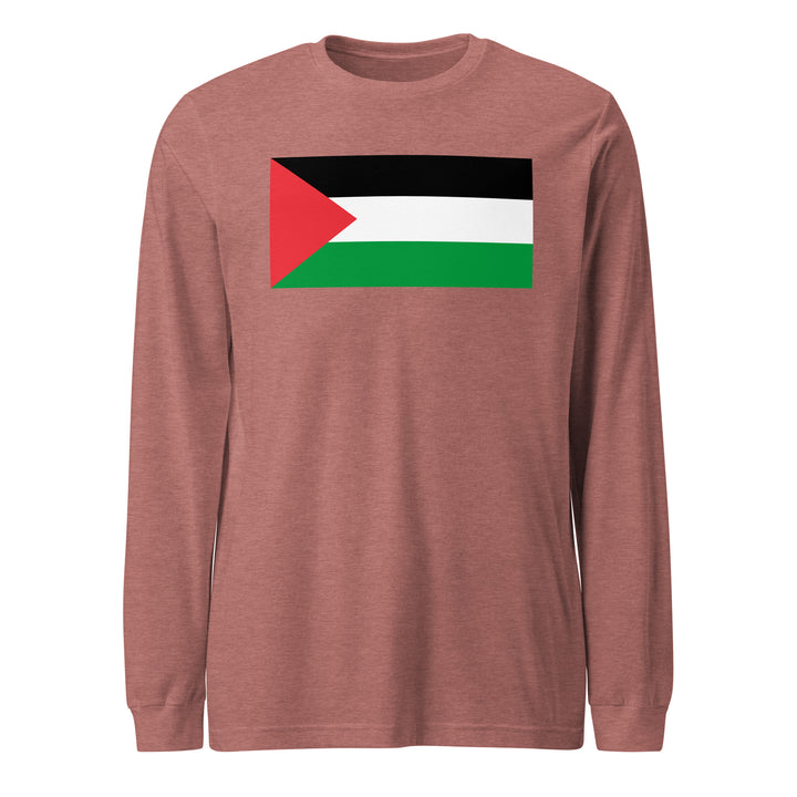 Men Long Sleeve Tee - Palestine Flag, Heather Mauve
