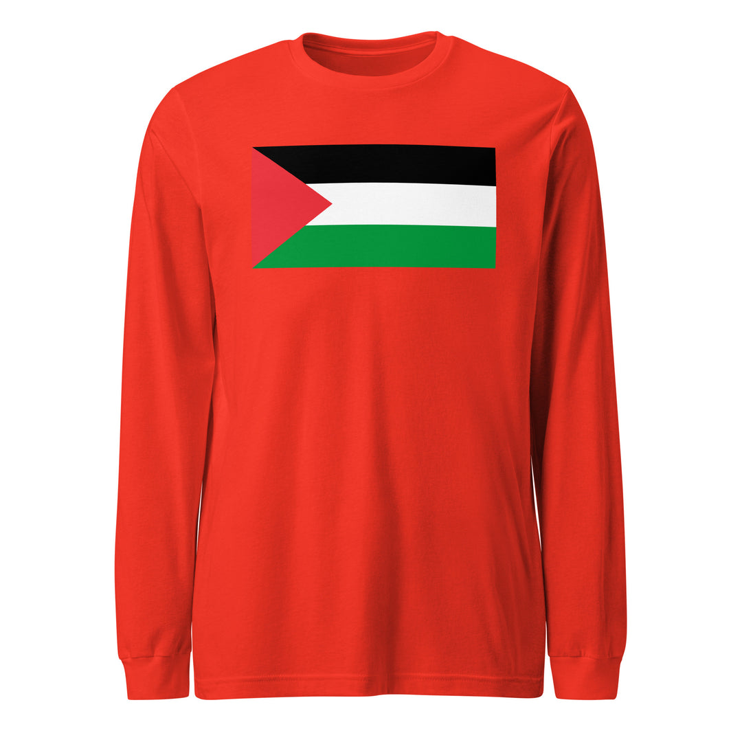 Men Long Sleeve Tee - Palestine Flag, Poppy
