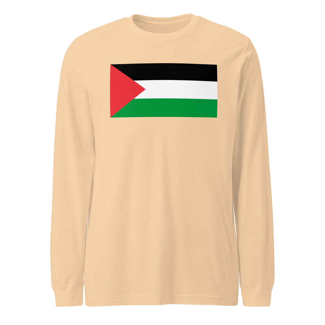 Men Long Sleeve Tee - Palestine Flag, Sand Dune