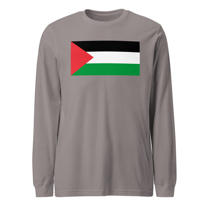 Men Long Sleeve Tee - Palestine Flag, Storm