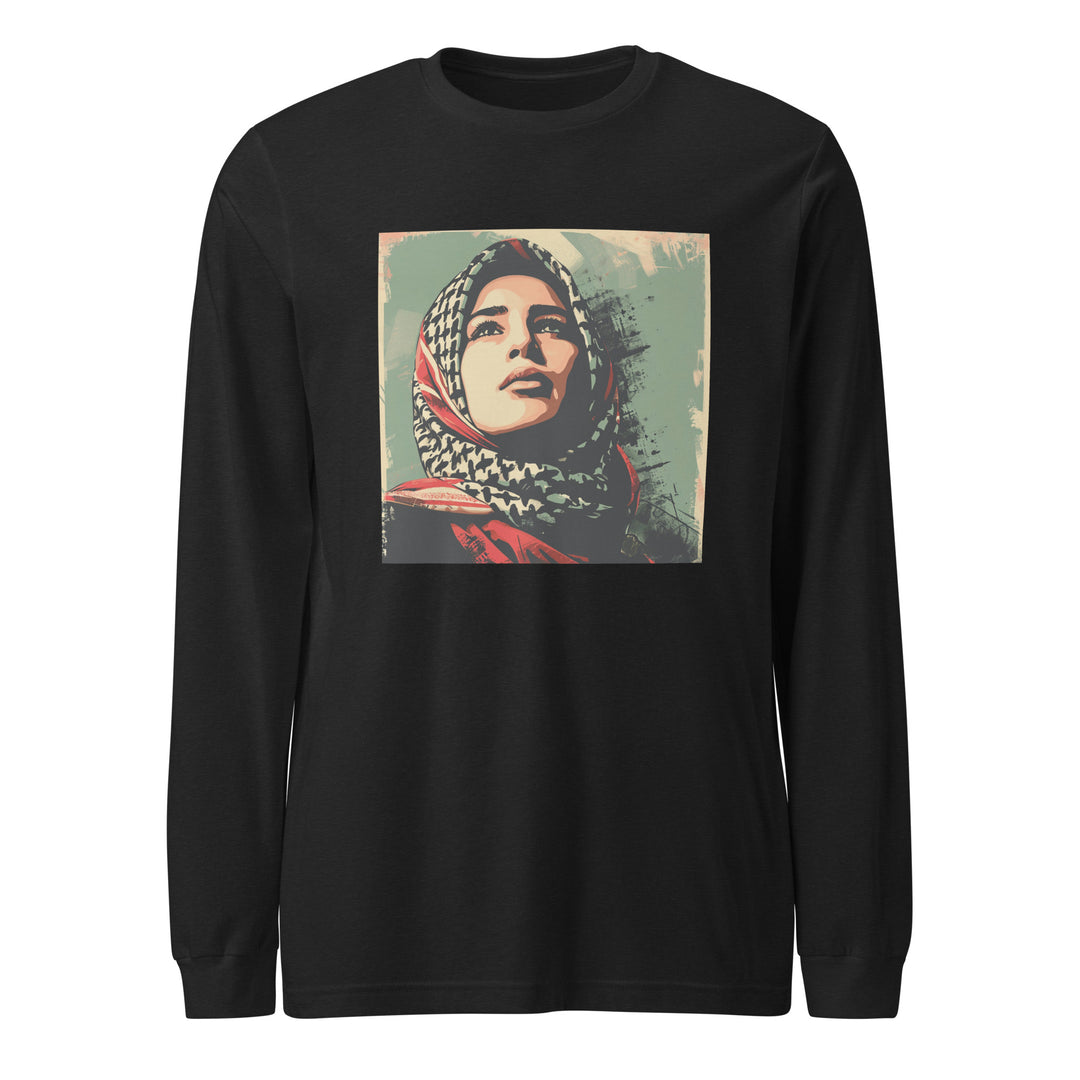 Men Long Sleeve Tee - Palestine Hope, Black Heather