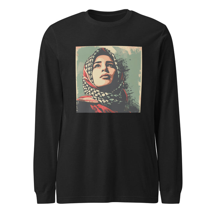 Men Long Sleeve Tee - Palestine Hope, Black Heather