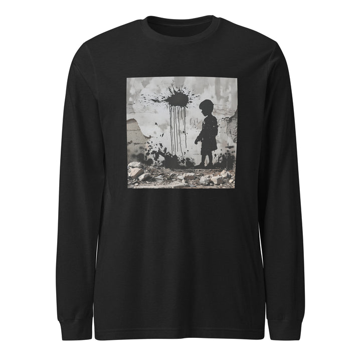 Men Long Sleeve Tee - Palestine Wall, Black Heather