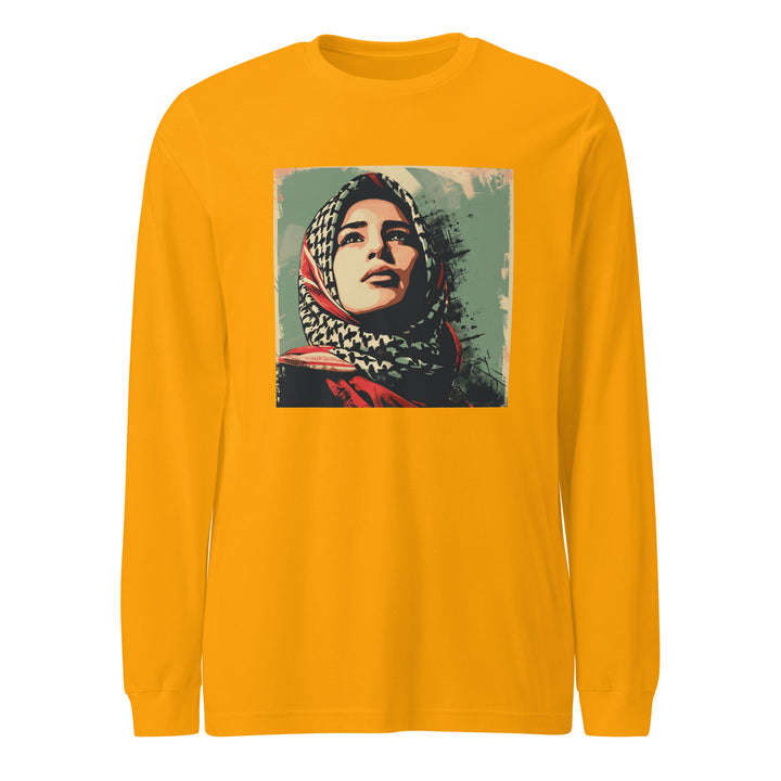 Men Long Sleeve Tee - Palestine Hope, Gold
