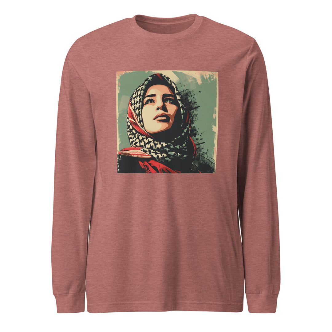 Men Long Sleeve Tee - Palestine Hope, Heather Mauve