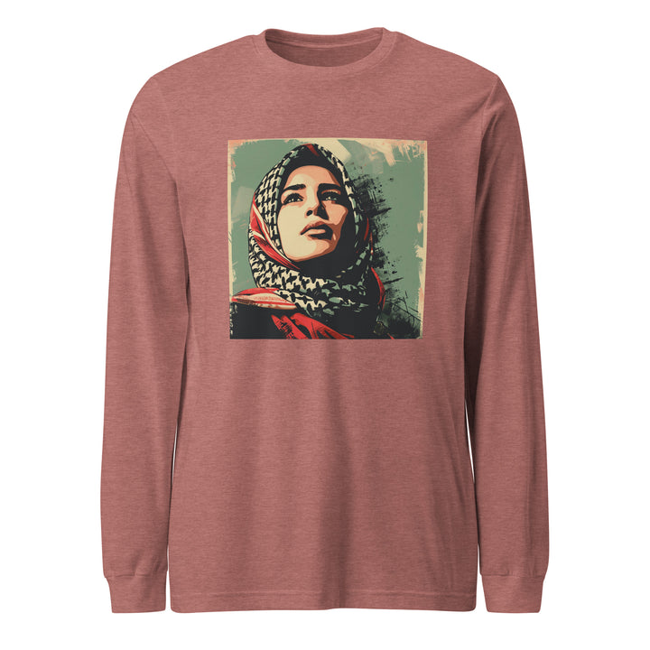 Men Long Sleeve Tee - Palestine Hope, Heather Mauve