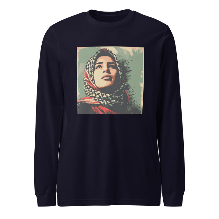 Men Long Sleeve Tee - Palestine Hope, Navy