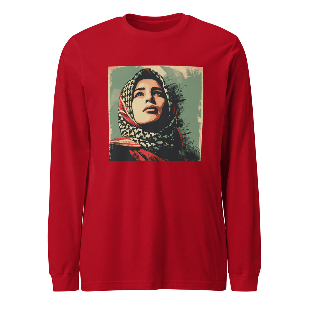 Men Long Sleeve Tee - Palestine Hope, Red