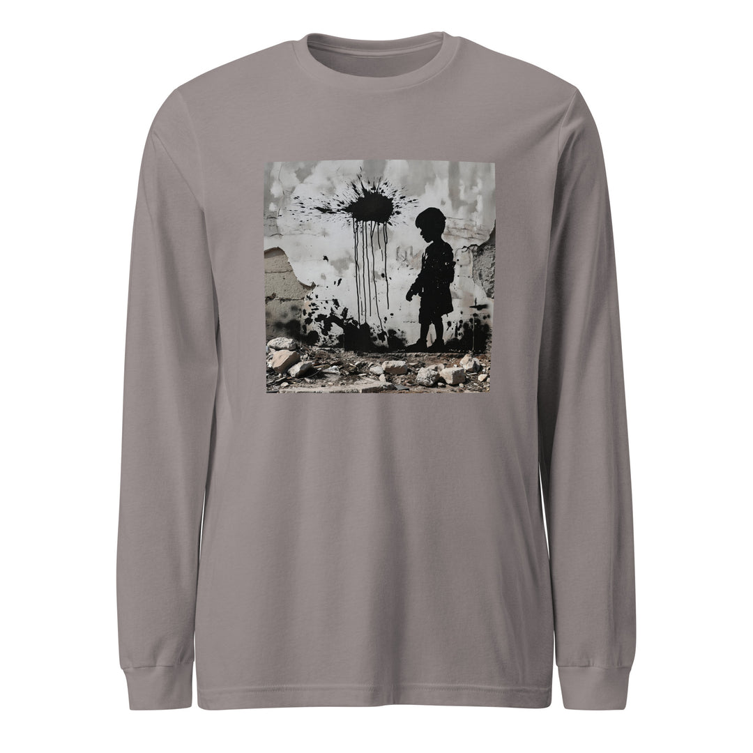 Men Long Sleeve Tee - Palestine Wall, Storm