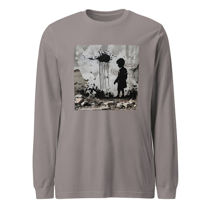 Men Long Sleeve Tee - Palestine Wall, Storm
