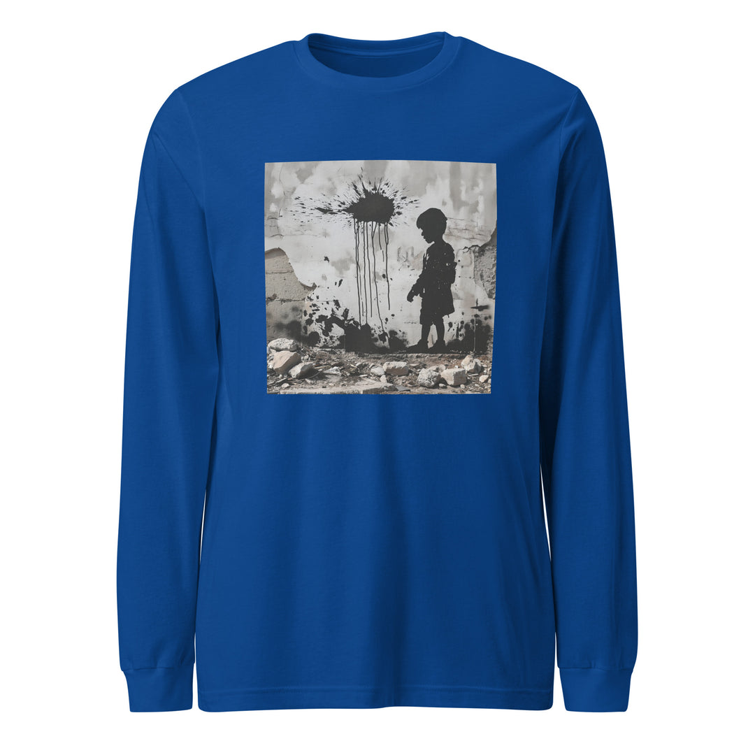 Men Long Sleeve Tee - Palestine Wall, True Royal