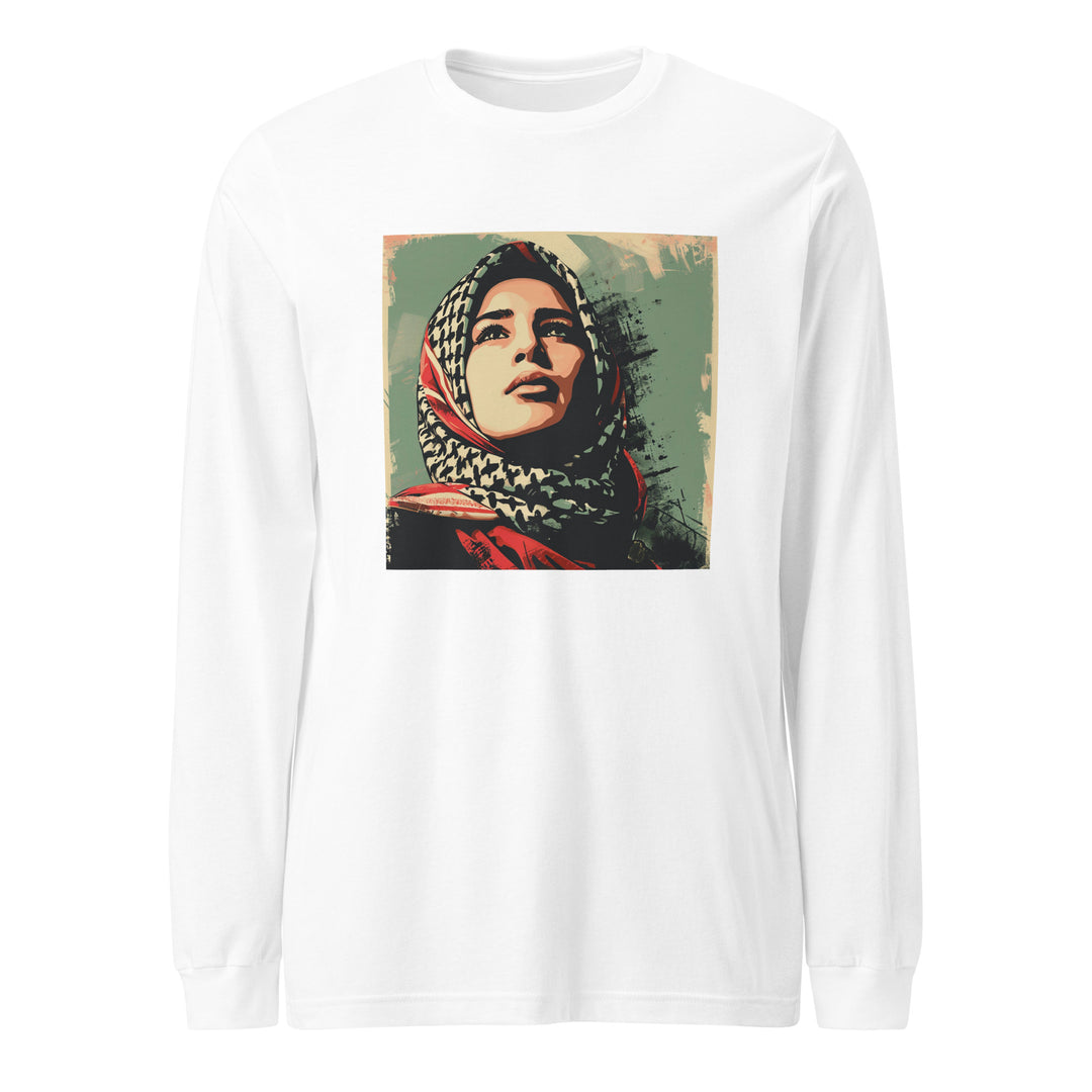 Men Long Sleeve Tee - Palestine Hope, White