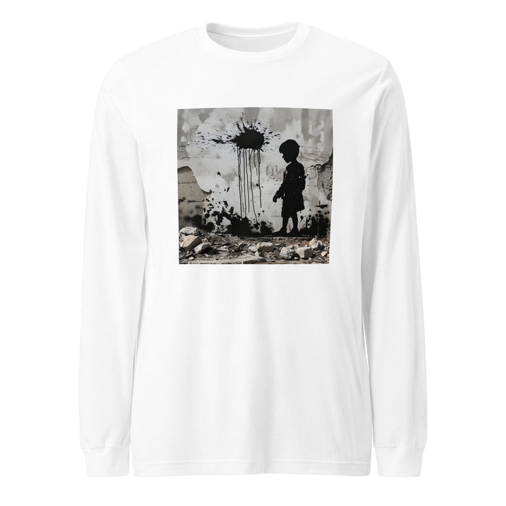 Men Long Sleeve Tee - Palestine Wall, White