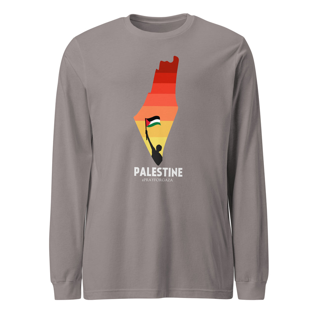 Men Long Sleeve Tee - Palestine Map, Storm