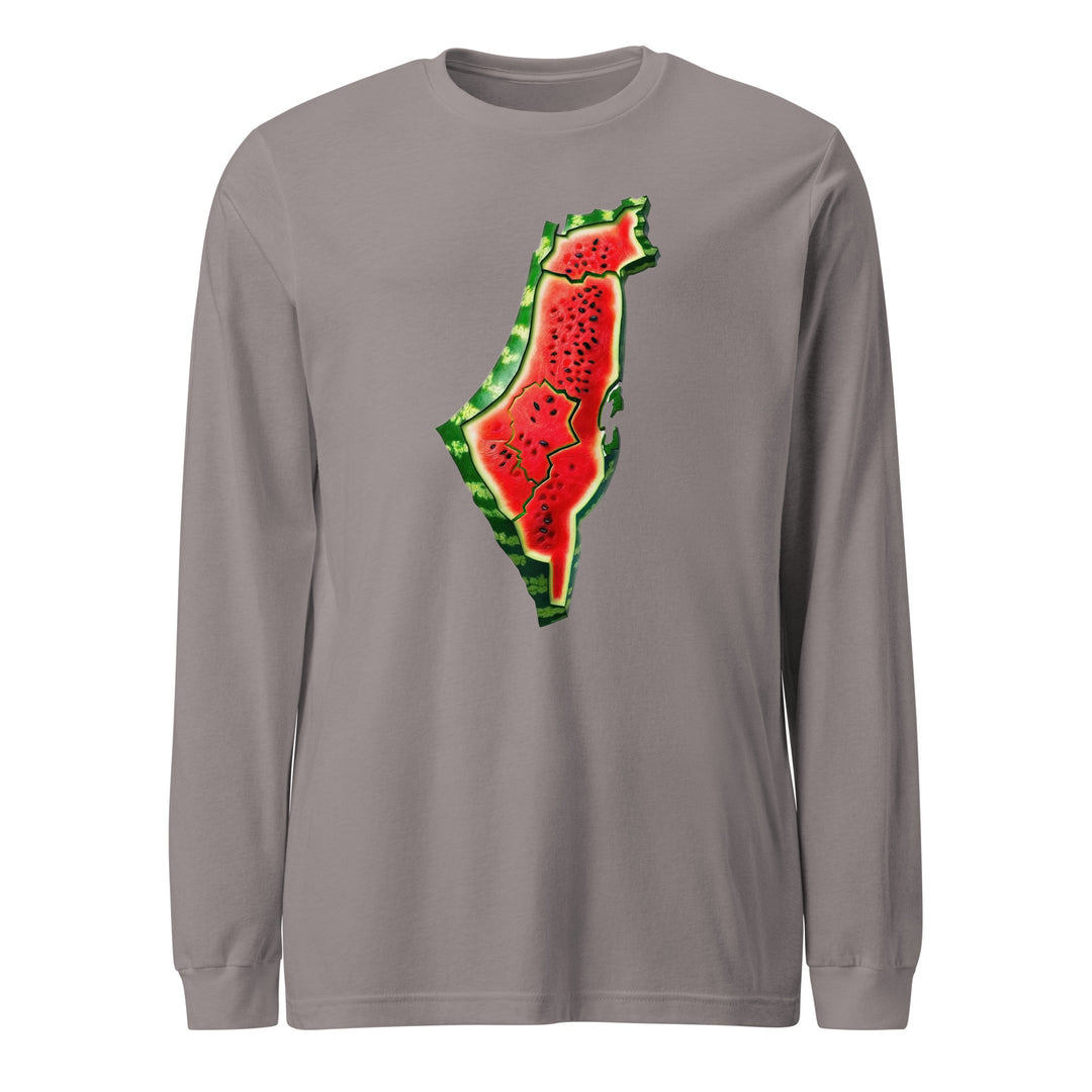 Men Long Sleeve Tee - Palestine Watermelon, Storm