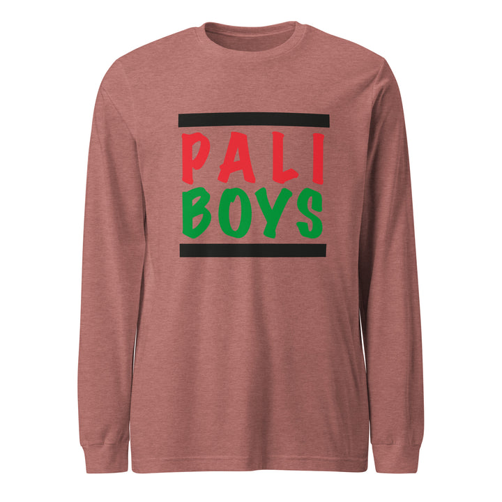 Men Long Sleeve Tee - Palestinian Boys, Heather Mauve