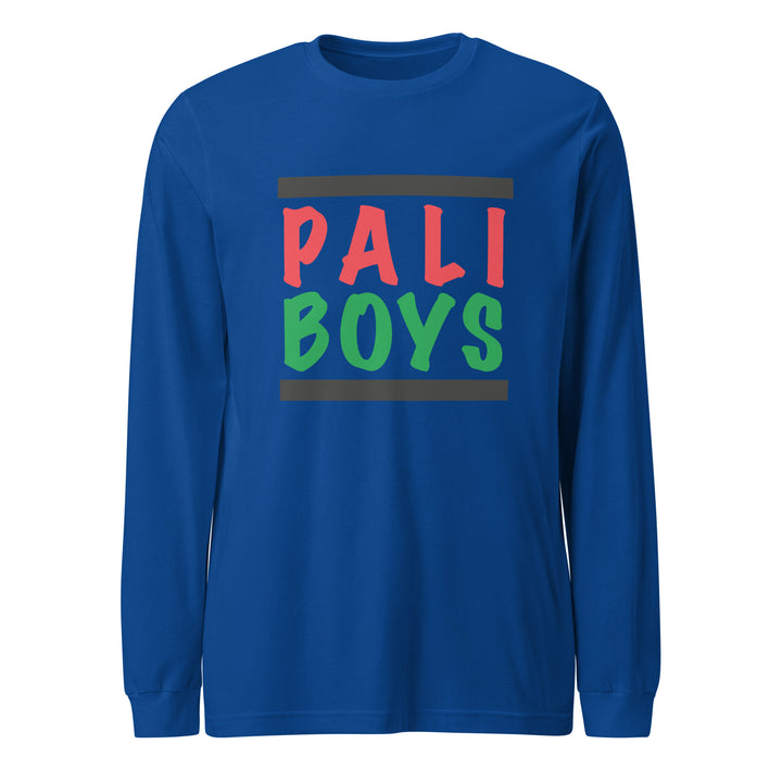 Men Long Sleeve Tee - Palestinian Boys, True Royal