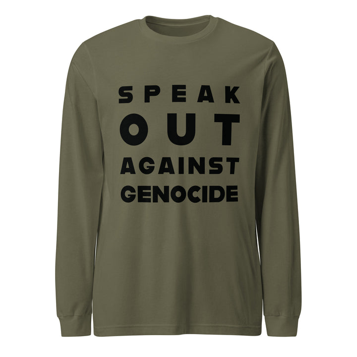 Men Long Sleeve Tee - Speak out against genocide, Military Green