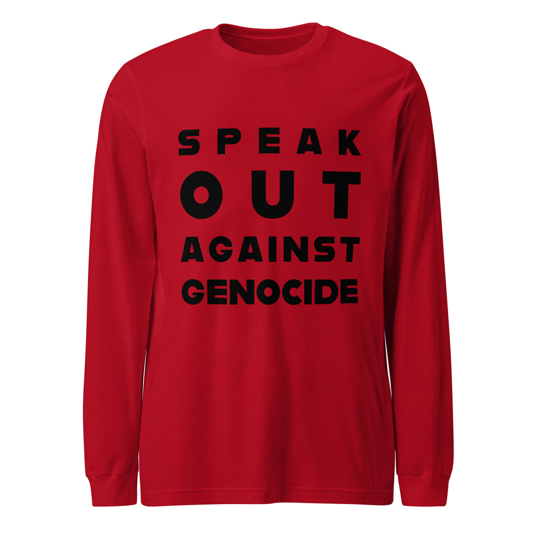 Men Long Sleeve Tee - Speak out against genocide, Red