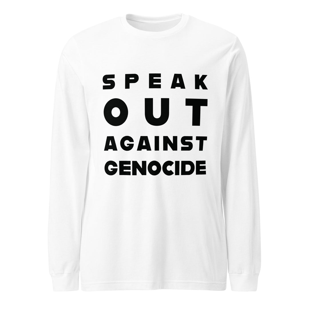Men Long Sleeve Tee - Speak out against genocide, White