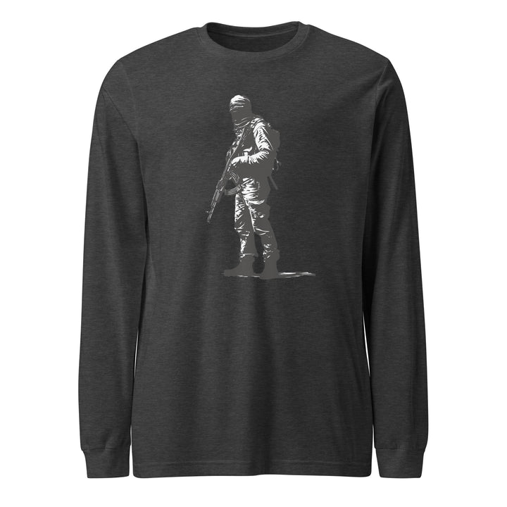 Men Long Sleeve Tee - The Fighter, Dark Grey Heather