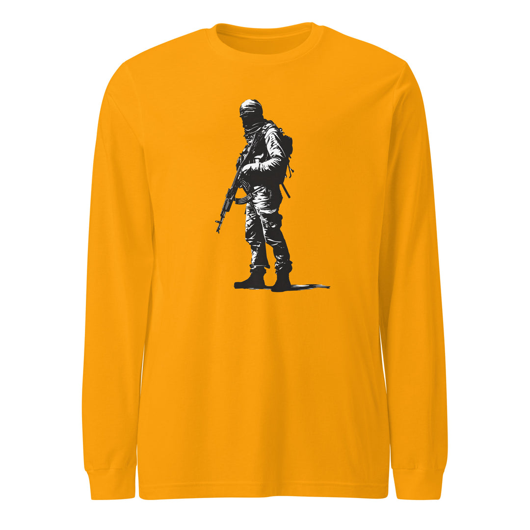 Men Long Sleeve Tee - The Fighter, Gold