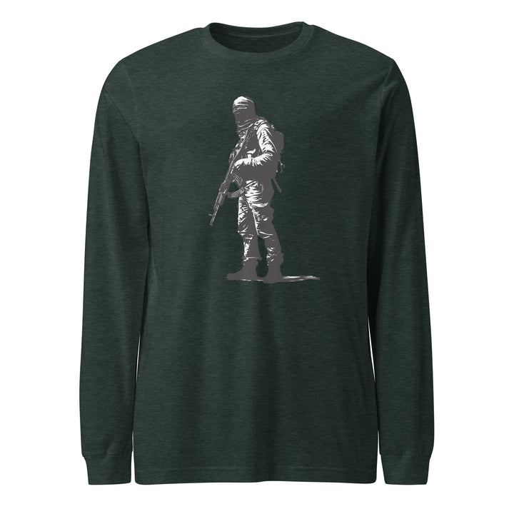 Men Long Sleeve Tee - The Fighter, Heather Forest