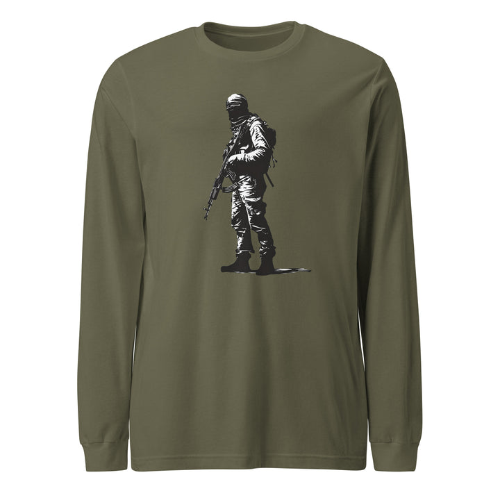 Men Long Sleeve Tee - The Fighter, Military Green