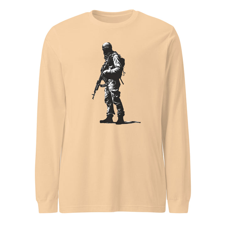 Men Long Sleeve Tee - The Fighter, Sand Dune