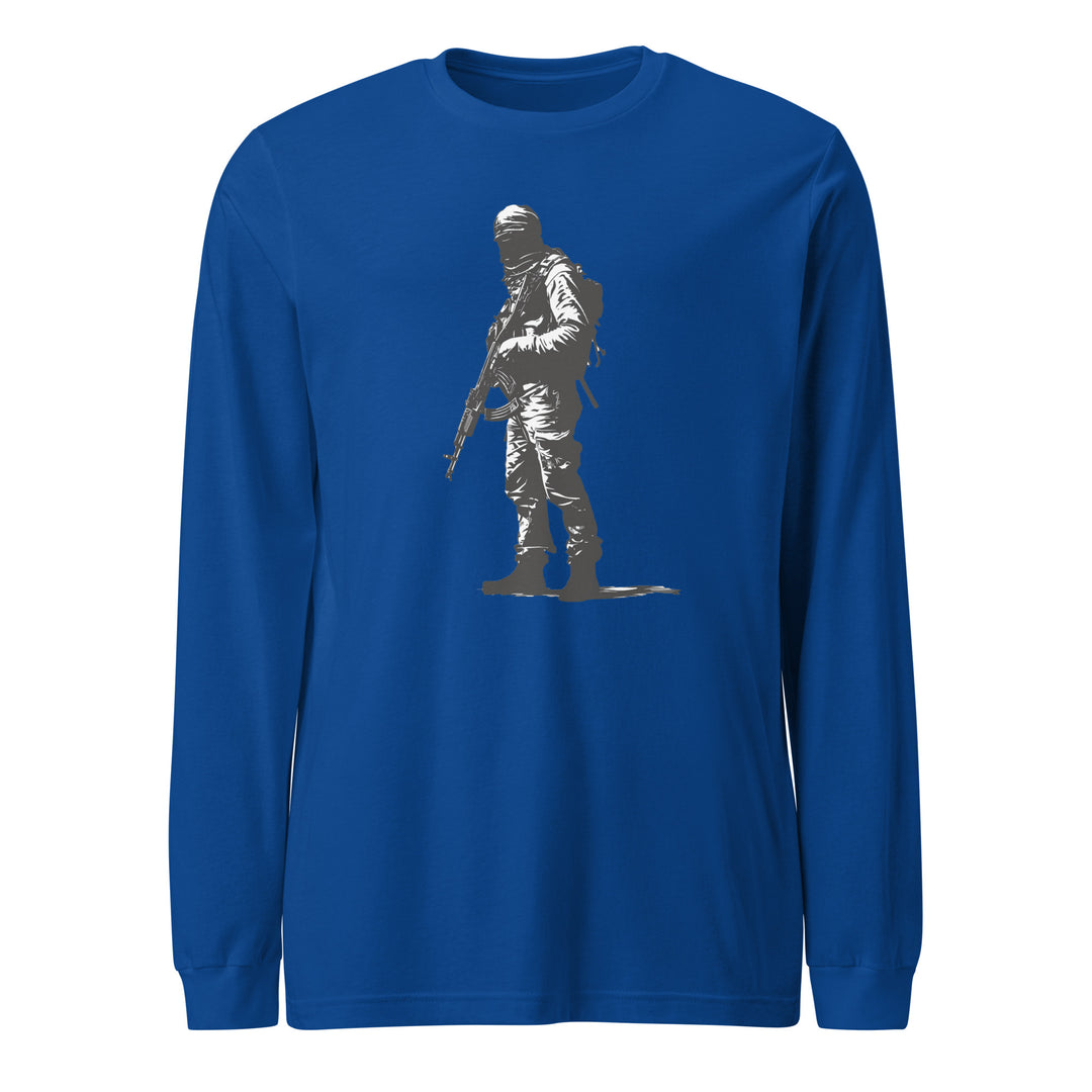 Men Long Sleeve Tee - The Fighter, True Royal