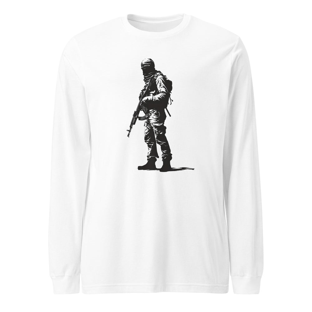 Men Long Sleeve Tee - The Fighter, White