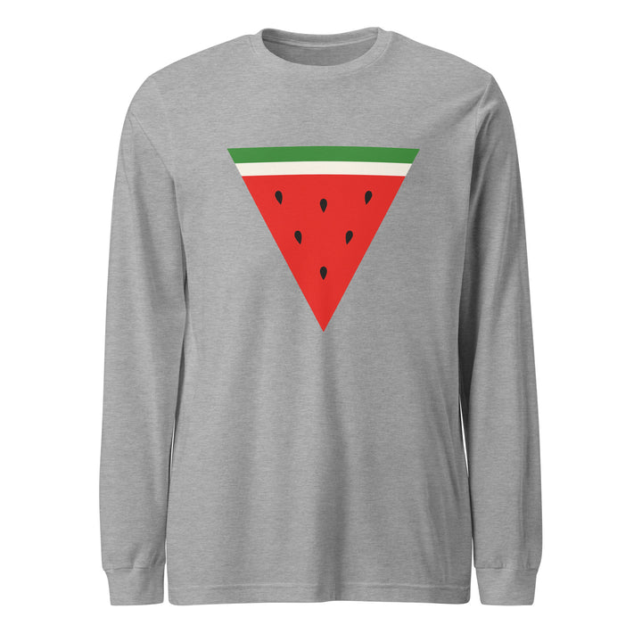 Men Long Sleeve Tee - Triangle Watermelon, Heather