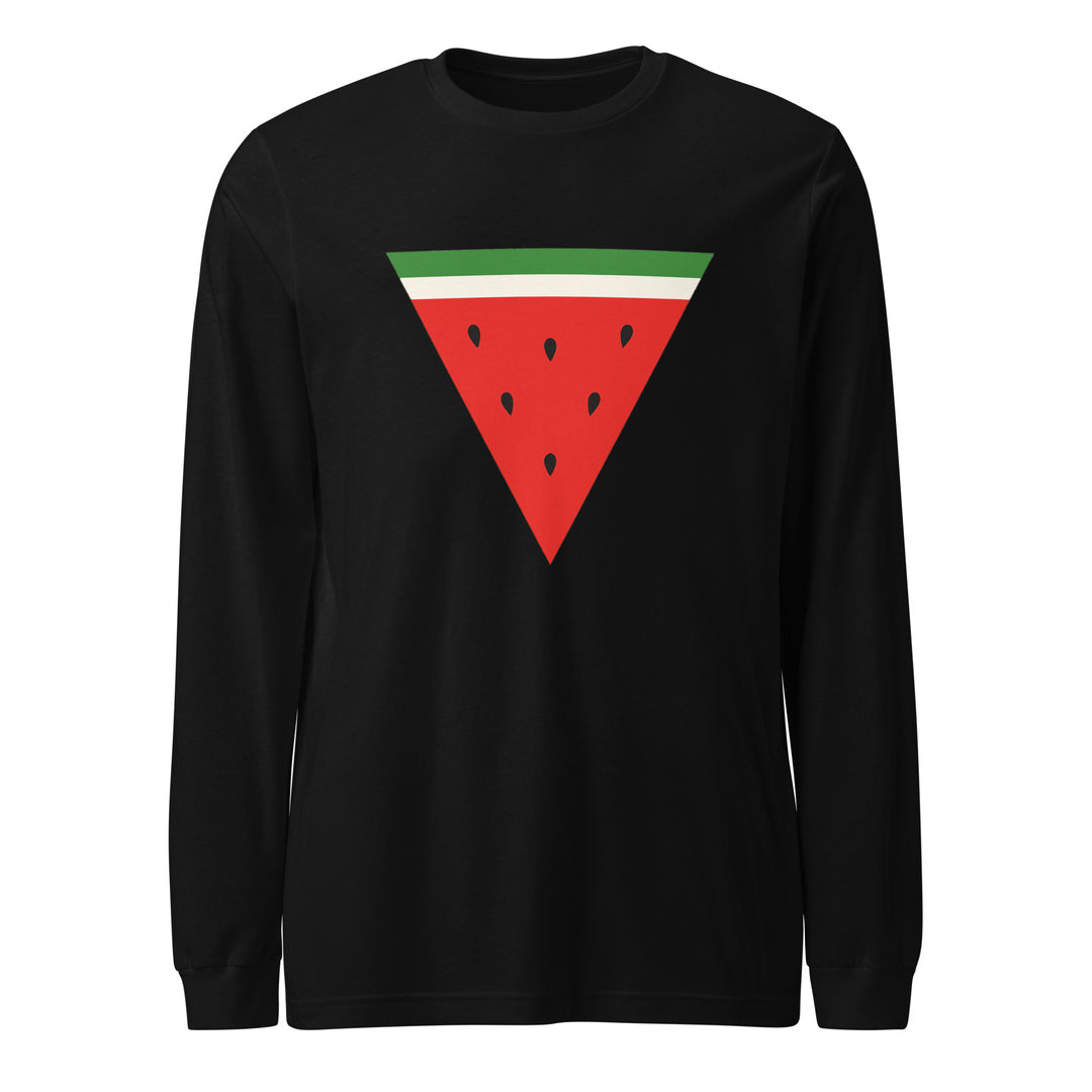 Men Long Sleeve Tee - Triangle Watermelon, Black