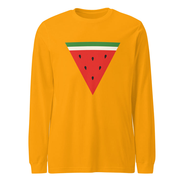 Men Long Sleeve Tee - Triangle Watermelon, Gold