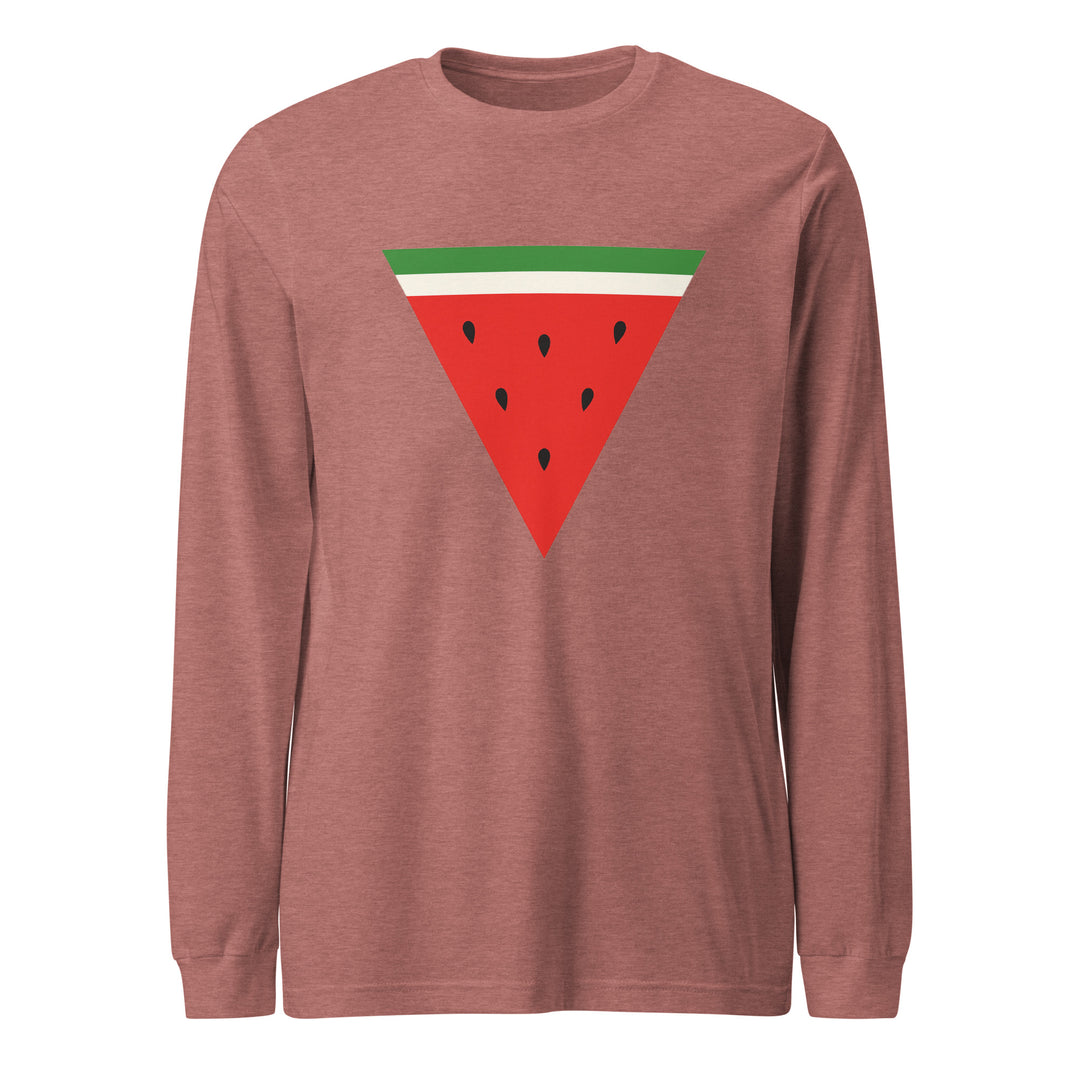 Men Long Sleeve Tee - Triangle Watermelon, Heather Mauve