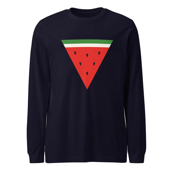 Men Long Sleeve Tee - Triangle Watermelon, Navy