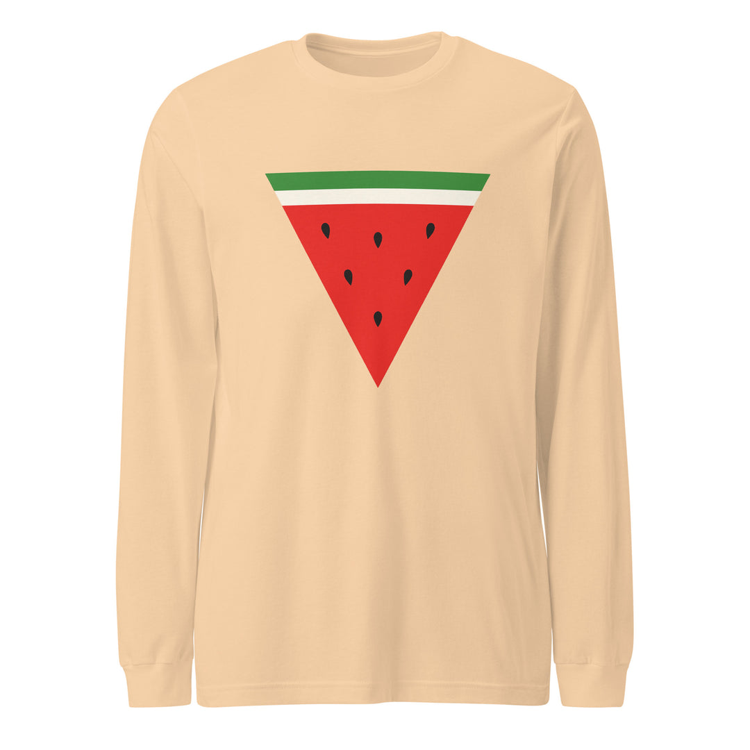 Men Long Sleeve Tee - Triangle Watermelon, Sand Dune