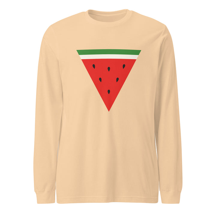 Men Long Sleeve Tee - Triangle Watermelon, Sand Dune