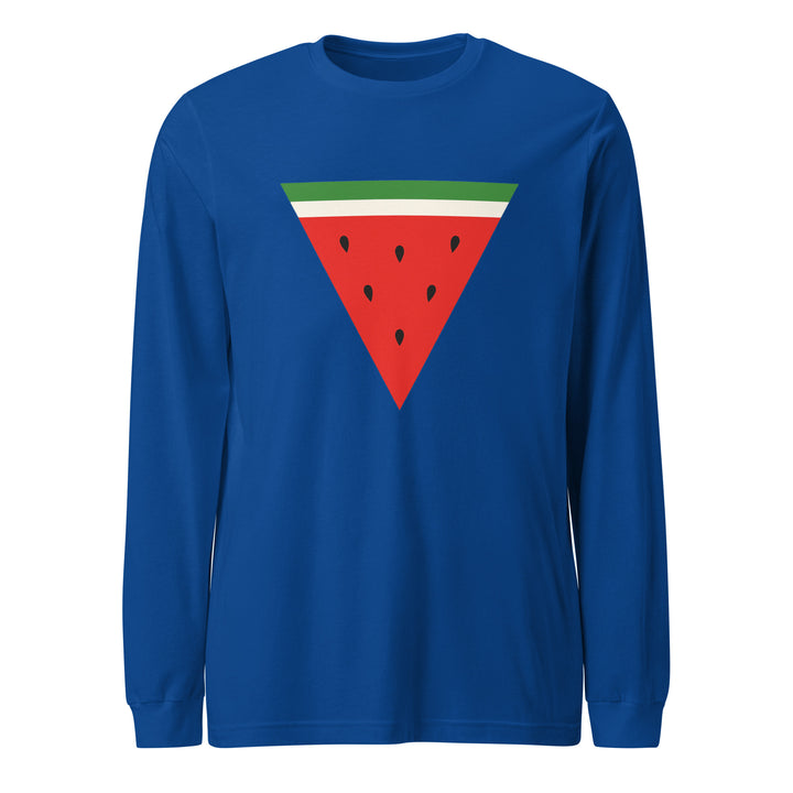 Men Long Sleeve Tee - Triangle Watermelon, True Royal