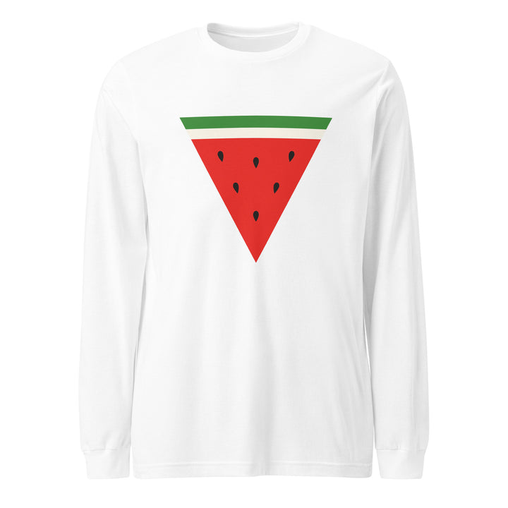 Men Long Sleeve Tee - Triangle Watermelon, White