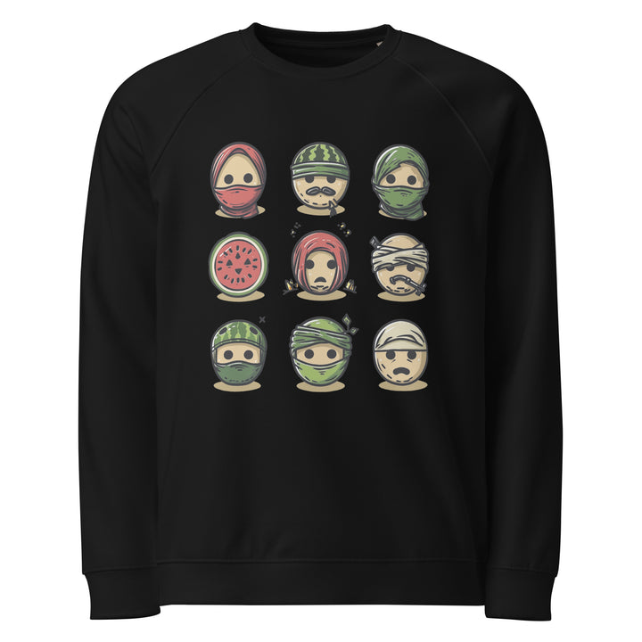 Men organic raglan sweatshirt - Palestine Emoji, Black