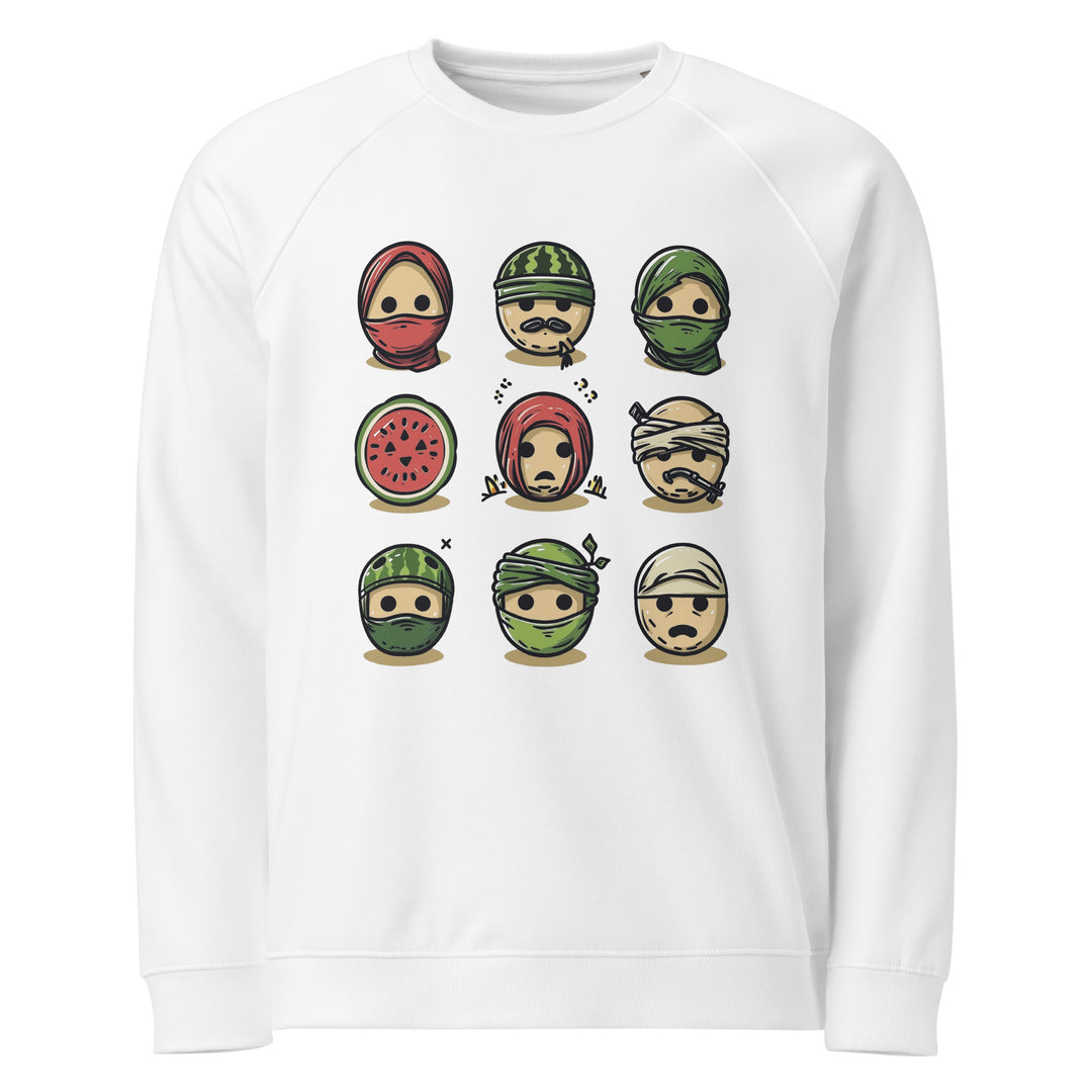 Men organic raglan sweatshirt - Palestine Emoji, White