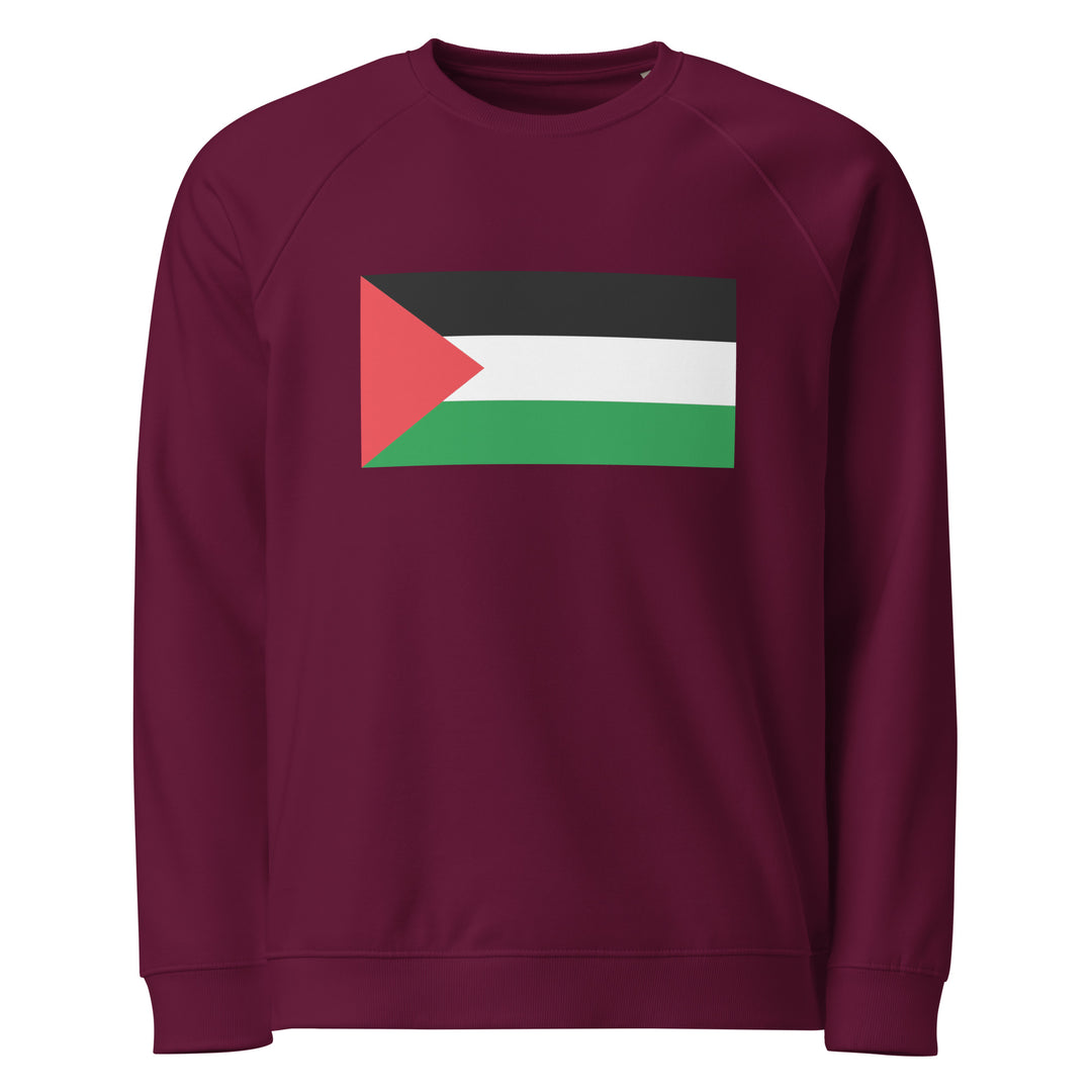 Men organic raglan sweatshirt - Palestine Flag, Burgundy