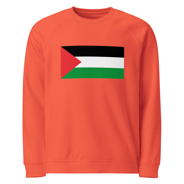 Men organic raglan sweatshirt - Palestine Flag, Burnt Orange