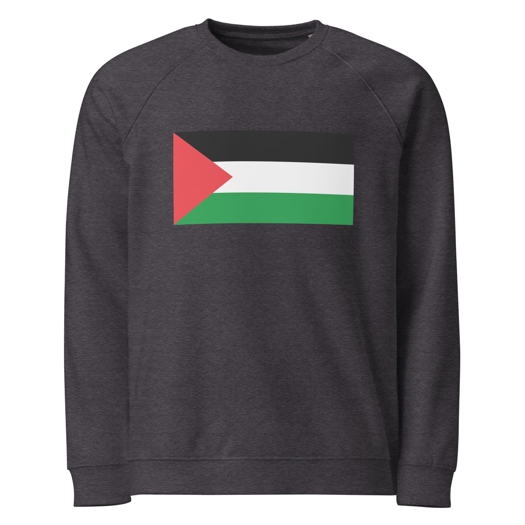 Men organic raglan sweatshirt - Palestine Flag, Charcoal Melange