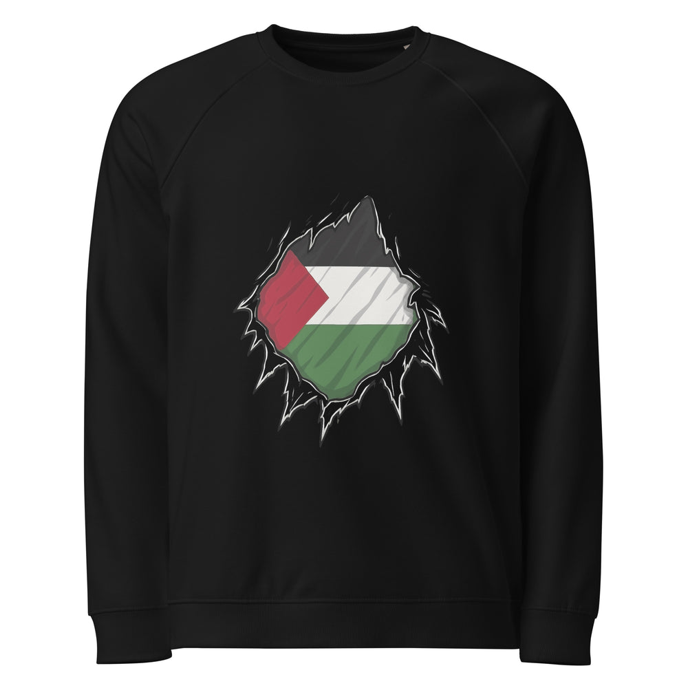 Men organic raglan sweatshirt - Palestine Hero, Black