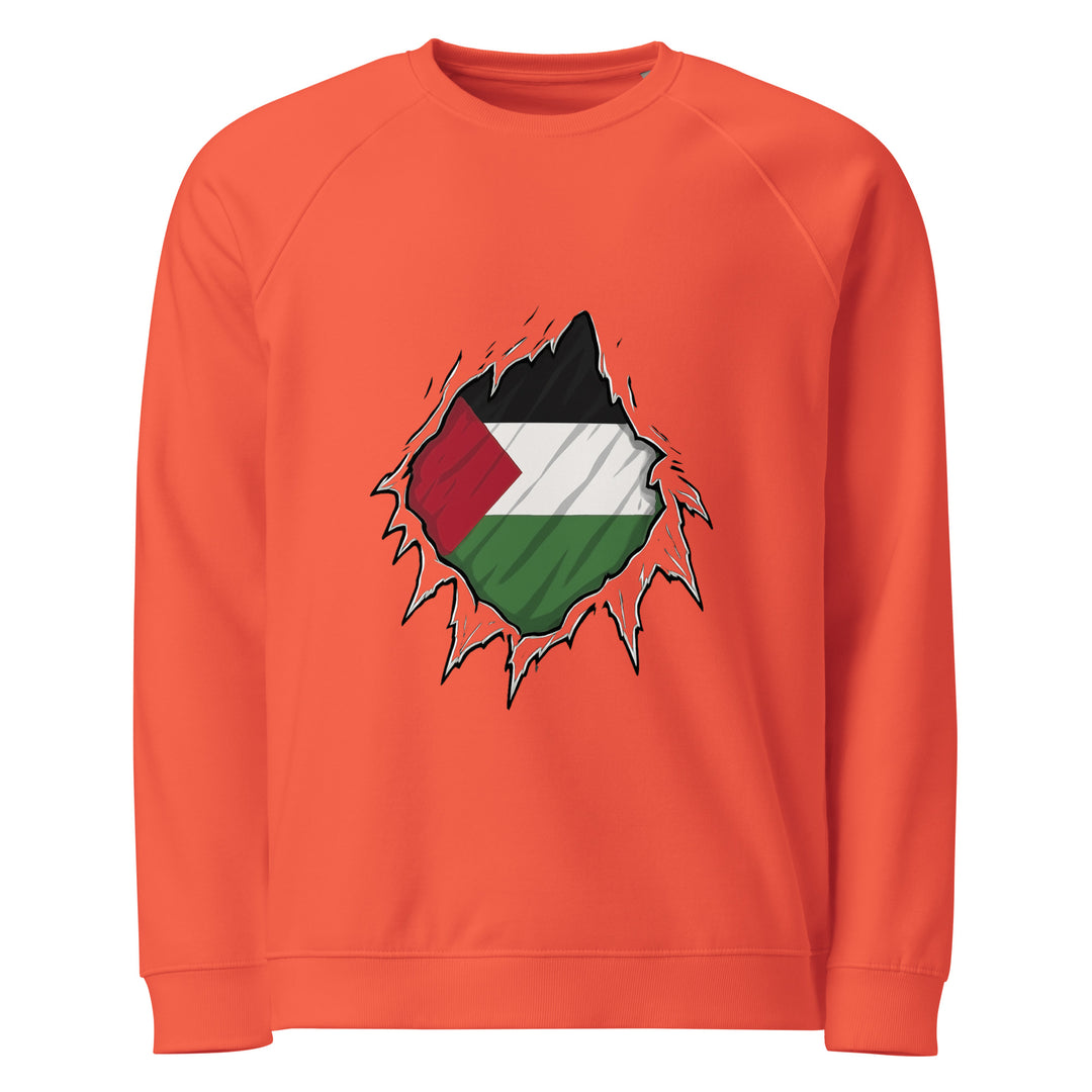 Men organic raglan sweatshirt - Palestine Hero, Burnt Orange
