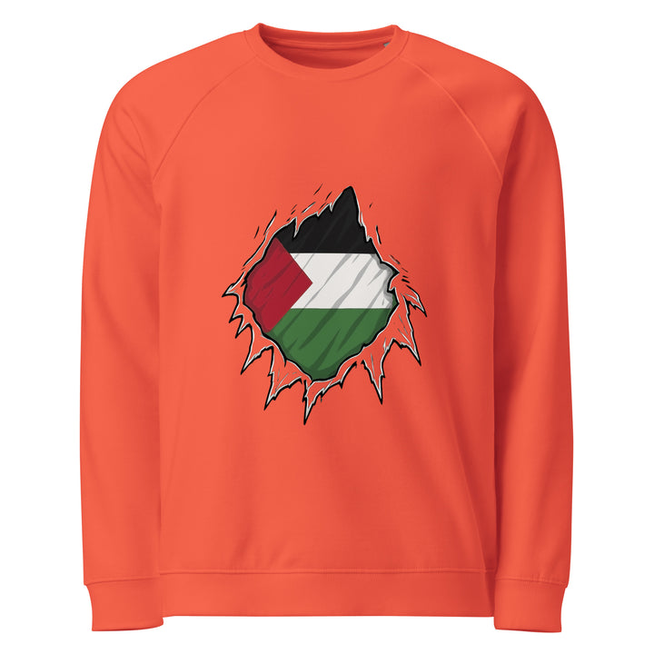 Men organic raglan sweatshirt - Palestine Hero, Burnt Orange